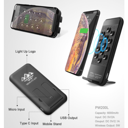 Power Bank with Luminous Logo + Mobile Stand and Wireless Charger - Sky Egypt (F & G TRADE)